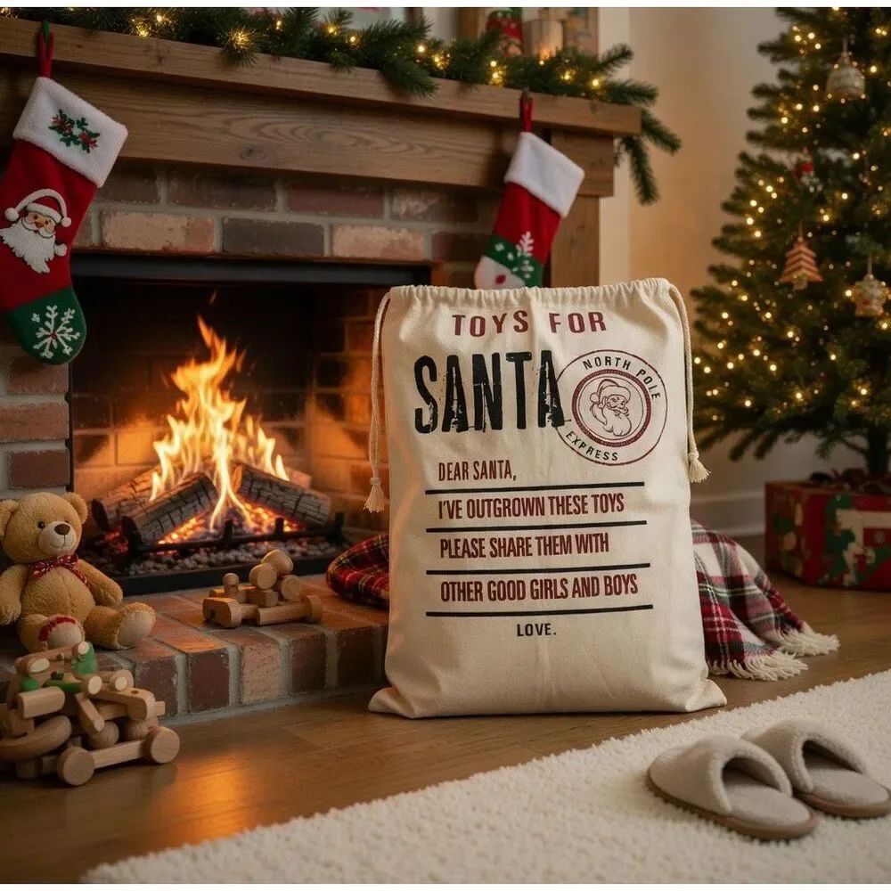 Large Santa Sacks Canvas Burlap Christmas Bags 19x25